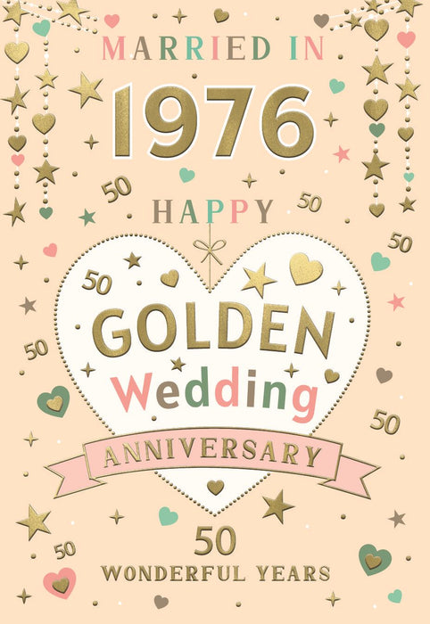 ICG 'Golden Wedding Anniversary Married In 1976' Wedding Card