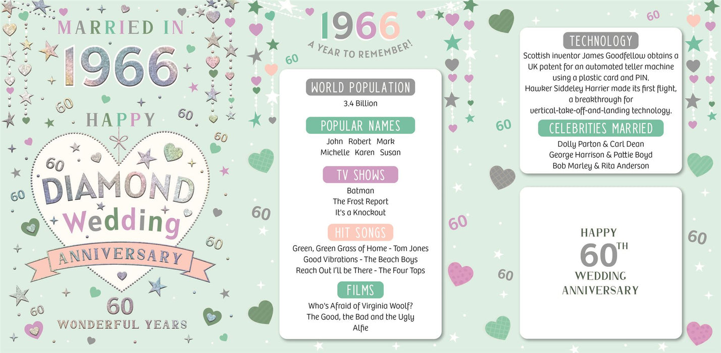 ICG 'Diamond Wedding Anniversary Married In 1966' Wedding Card