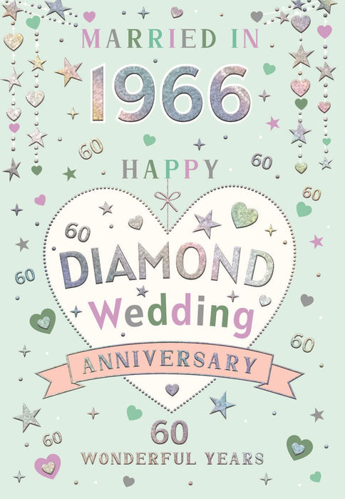 ICG 'Diamond Wedding Anniversary Married In 1966' Wedding Card