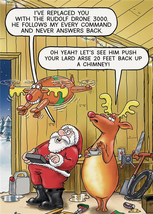Paperlink 'Rudolph Drone 3000' Christmas Card