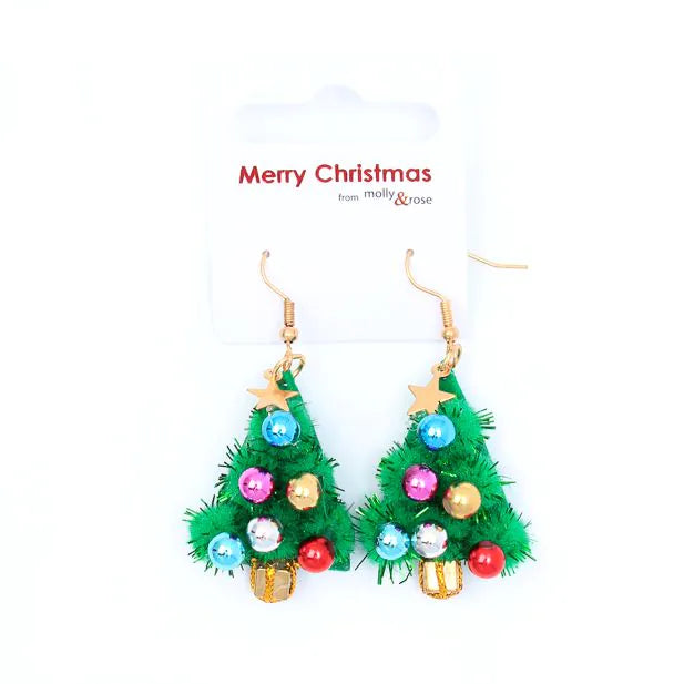 Molly & Rose Tinsel Christmas Tree Earrings