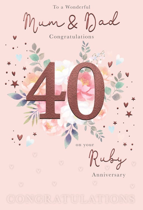 ICG 'To A Wonderful Mum & Dad Congratulations 40' Anniversary Card