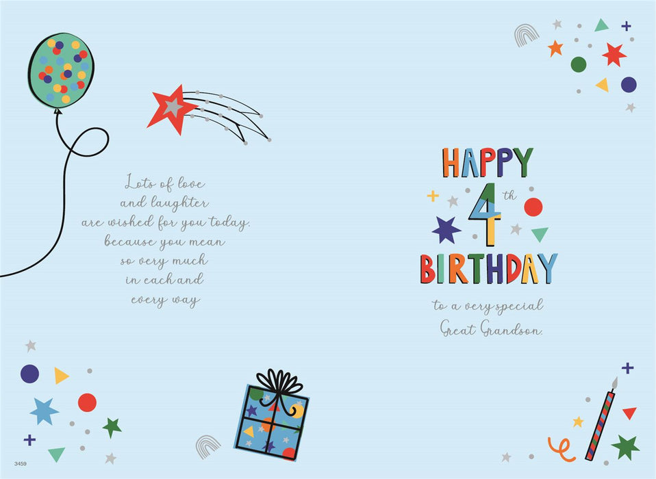 ICG 'To A Special Great Grandson On Your 4th' Birthday Card