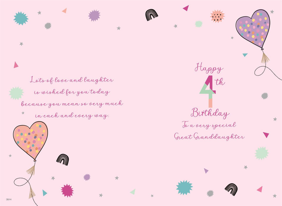 ICG 'For A Wonderful Great Granddaughter 4 Today' Birthday Card