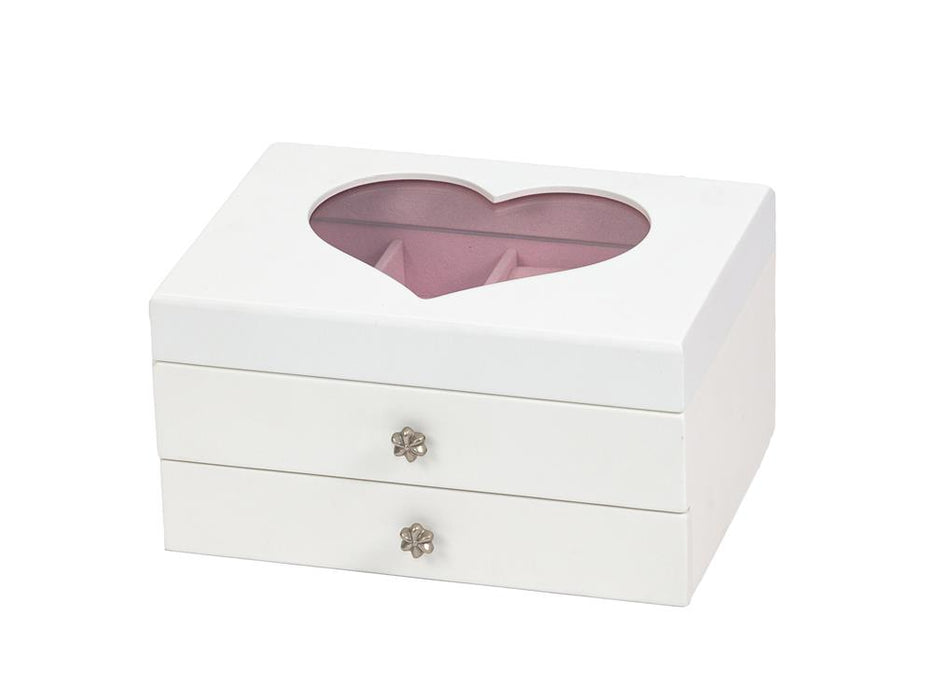 Mele & Co White Heart Jewellery Case