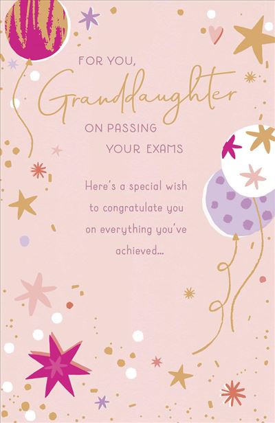 UKG 'For You Granddaughter On Passing Your Exams' Good Luck Card