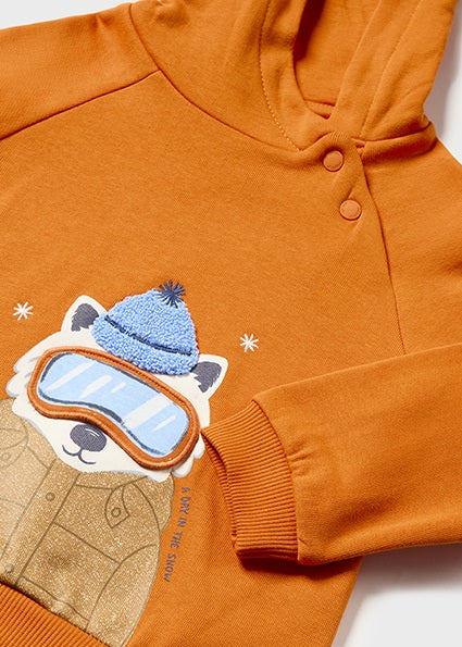 Mayoral Boys Winter Bear Hoodie Orange