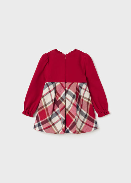 Mayoral Younger Girls Red Half-Plaid Dress