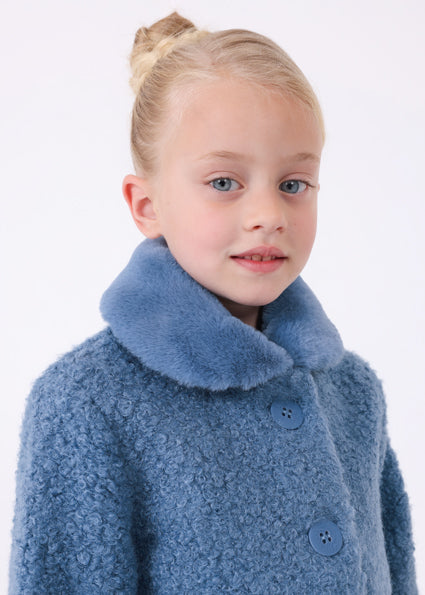 Mayoral Girls Shearling Coat Blue