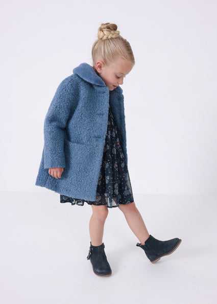 Mayoral Girls Shearling Coat Blue