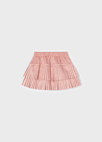 Mayoral Pink Pleated Suede Skirt