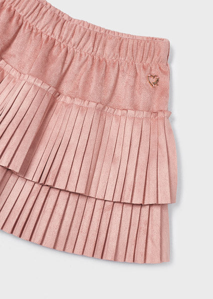 Mayoral Pink Pleated Suede Skirt