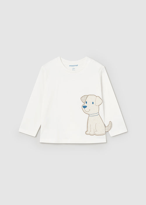 Mayoral Baby Interactive Puppy T-shirt Cream