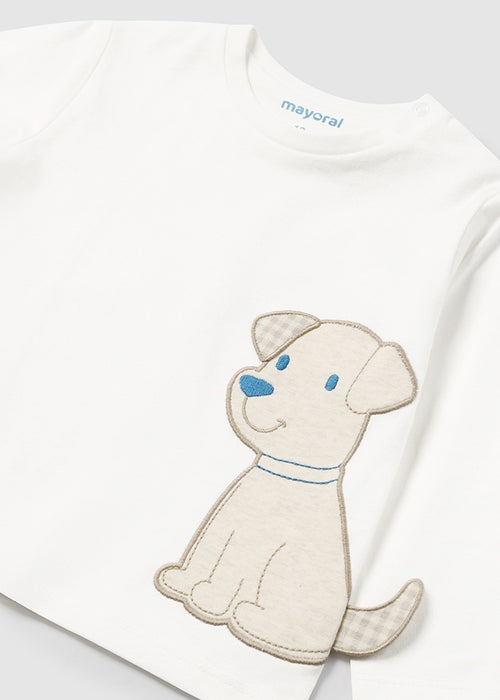 Mayoral Baby Interactive Puppy T-shirt Cream