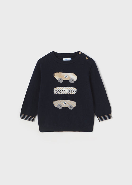 Mayoral Baby Boys Embroidered Car Jumper Navy