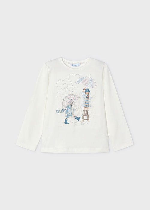 Mayoral Girls Long Sleeved Print T-shirt