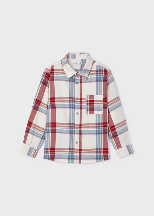 Mayoral Boys Long Sleeved Checked Shirt Wine