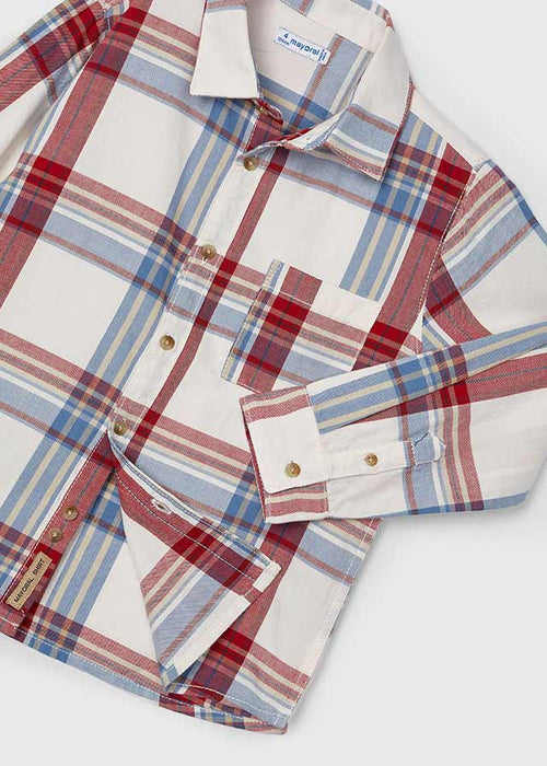 Mayoral Boys Long Sleeved Checked Shirt Wine