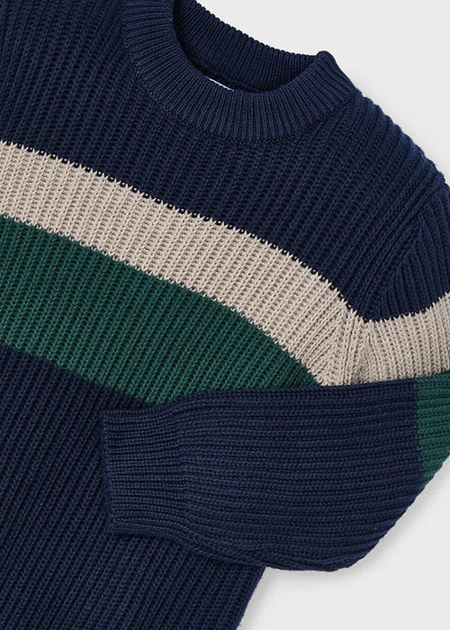 Mayoral Boys Striped Ribbed Jumper Navy/Green