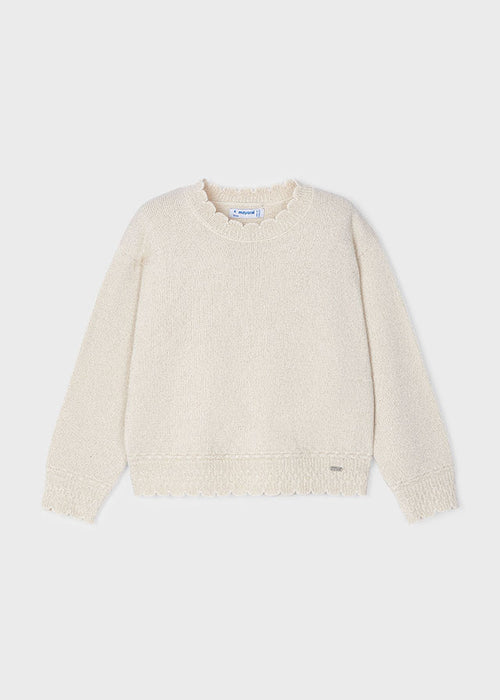 Mayoral Girls Metallic Knit Jumper Cream