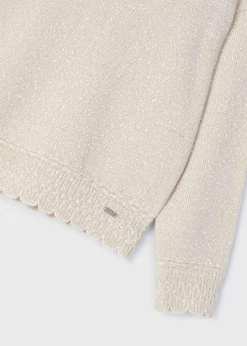 Mayoral Girls Metallic Knit Jumper Cream