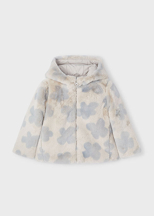 Mayoral Girls Fur Coat White/Blue