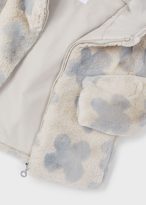 Mayoral Girls Fur Coat White/Blue