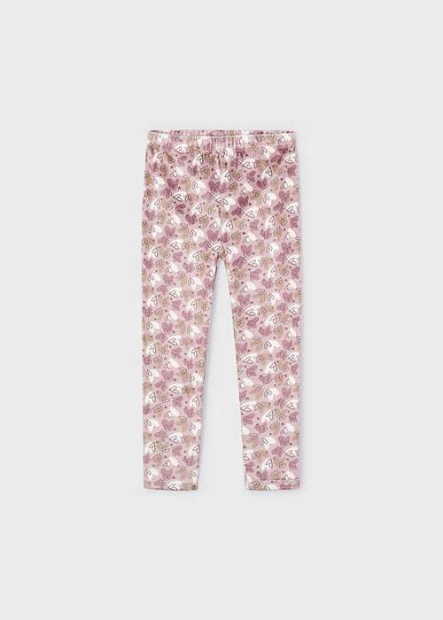 Mayoral Girls Heart Print Leggings Rose Pink