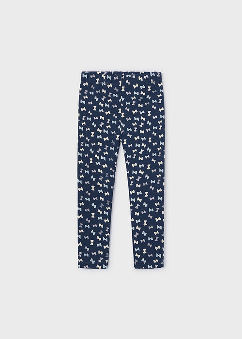 Mayoral Girls Bow Print Leggings Dark Navy