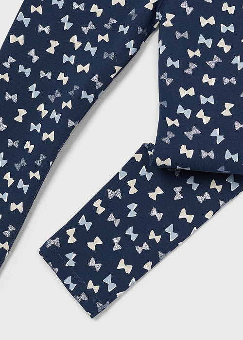 Mayoral Girls Bow Print Leggings Dark Navy