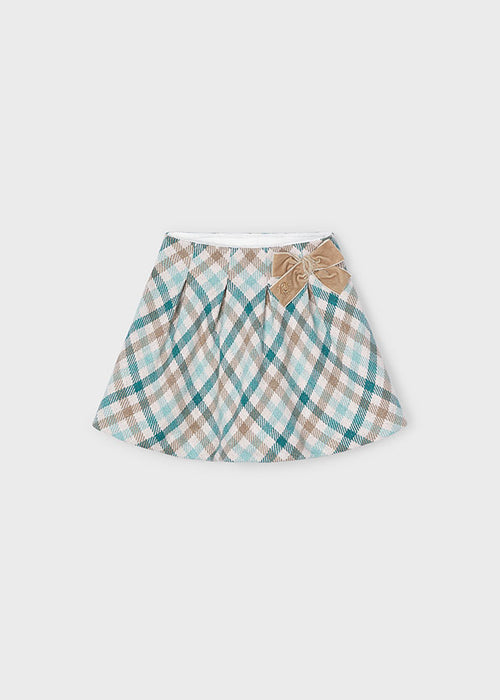 Mayoral Girls Checked Skirt with Bow Jade Multi