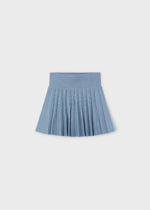 Mayoral Girls Fine Knit Pleated Skirt Sky Blue