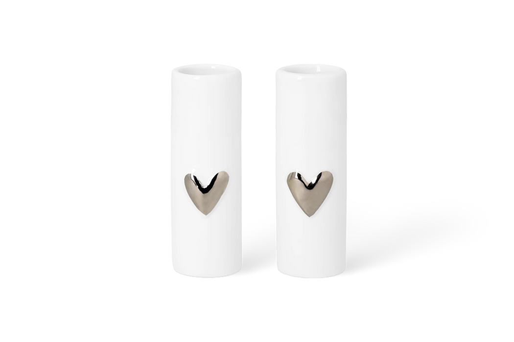 Räder Mini Silver Hearts Vases Set Of 2
