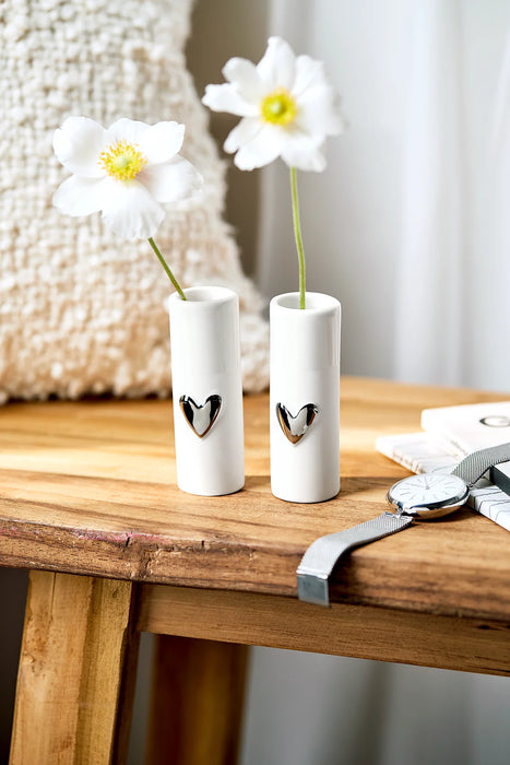 Räder Mini Silver Hearts Vases Set Of 2