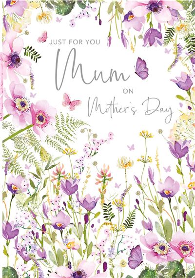Nigel Quiney 'Pink Anemones Purple Fields' Mother's Day Card