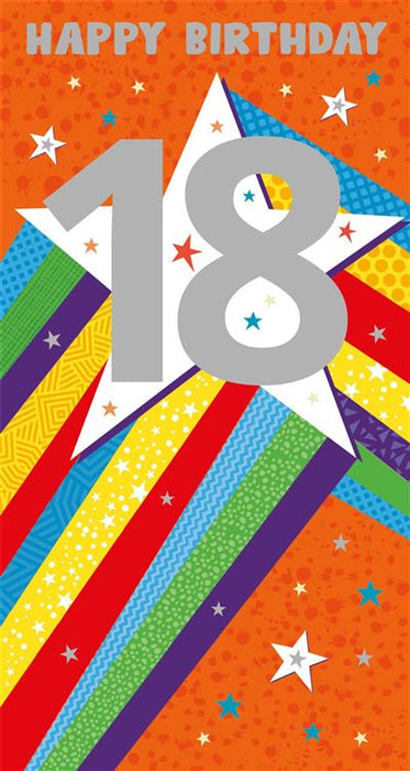 Nigel Quiney '18 Happy Birthday' Rainbow Star Birthday Card