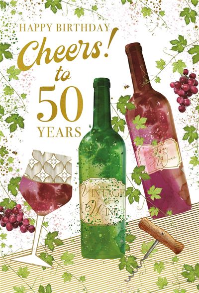 Nigel Quiney 'Cheers Wine 50th' Birthday Card