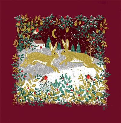 Nigel Quiney 'leaping Hares' Christmas Card Boxed Set of 10