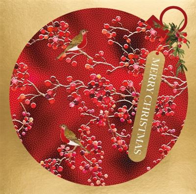 Nigel Quiney 'Baubles Red Berries' Christmas Card Boxed Set Of 10