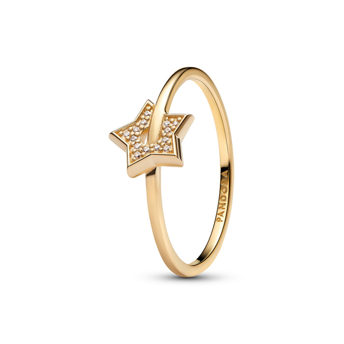 Pandora Pandora Talisman 14k Gold Lab-grown Diamond Pavé Star Ring 14k Gold Plating