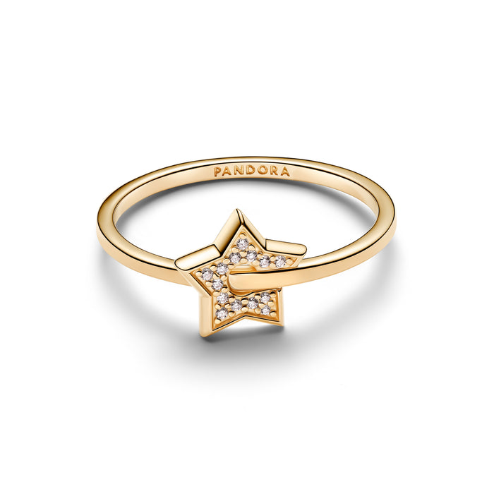 Pandora Pandora Talisman 14k Gold Lab-grown Diamond Pavé Star Ring 14k Gold Plating