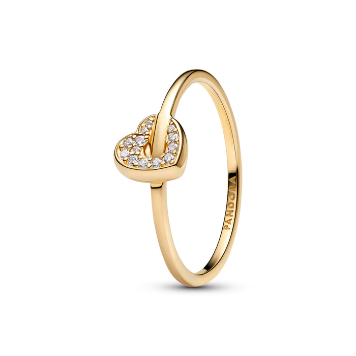 Pandora Talisman 14k Gold Lab-grown Diamond Pavé Heart Ring 14k Gold Plating