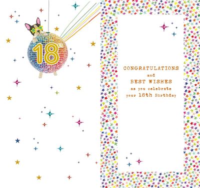 Nigel Quiney '18 Happy Birthday' Glitter Ball Dog Birthday Card