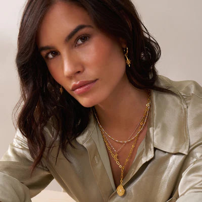 Chlobo Gold And Silver Delicate Cube Chain Starry Moon Necklace