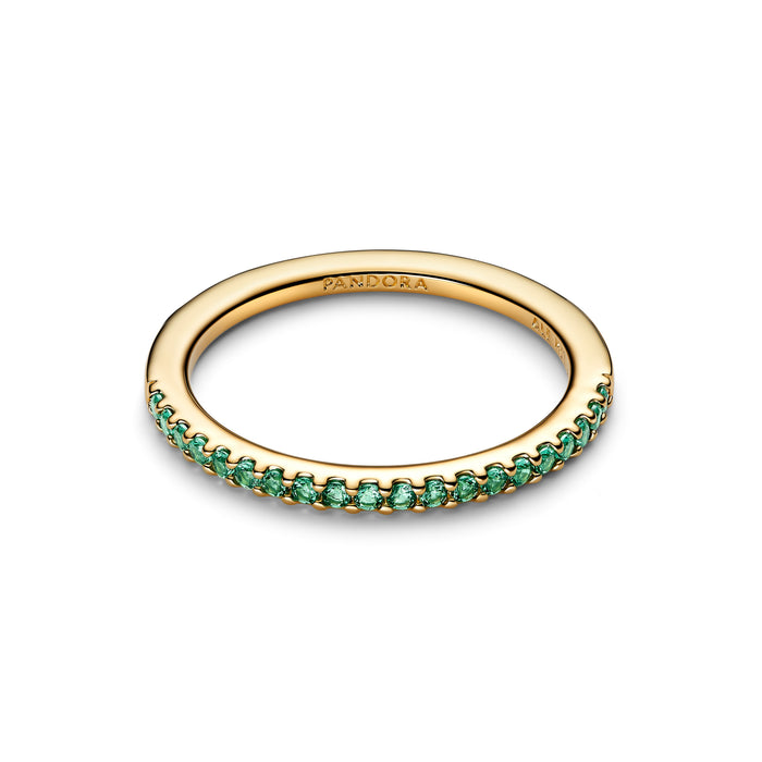 Pandora Sparkling Green Half-Eternity Band Ring 14k Gold Plating