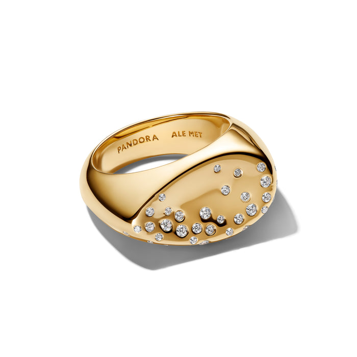 Pandora Stone-Set Oval Domed Signet Ring 14k Gold Plating