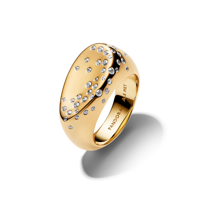 Pandora Stone-Set Oval Domed Signet Ring 14k Gold Plating