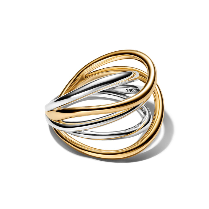 Pandora Two-Tone Entwined Band Ring Sterling Silver & 14k Gold Plating