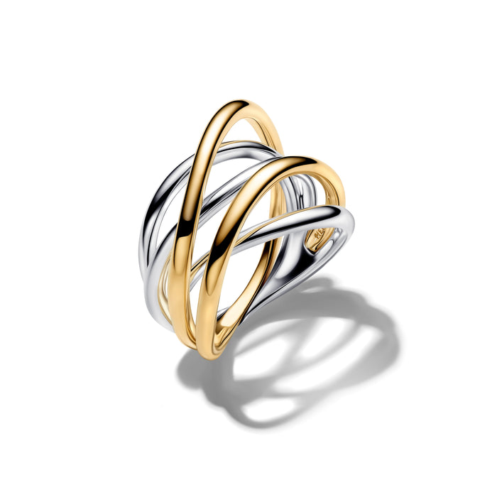 Pandora Two-Tone Entwined Band Ring Sterling Silver & 14k Gold Plating