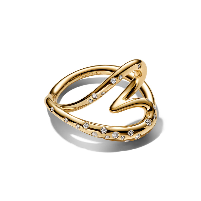 Pandora Organically Shaped Stone-Set Heart Ring 14k Gold Plating